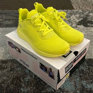 Like New Skechers Bobs Sport memory Foam Sneakers Neon Yellow Size 8.5